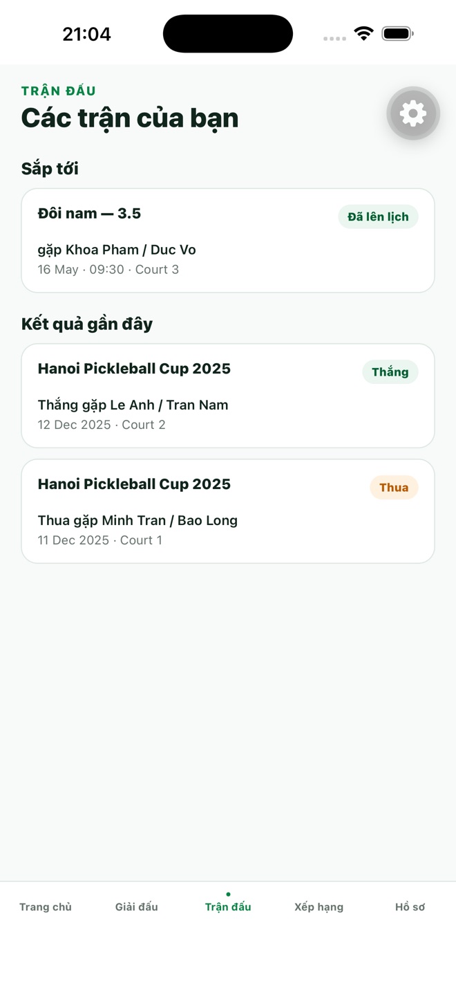 Màn hình Chat của xPickleball
